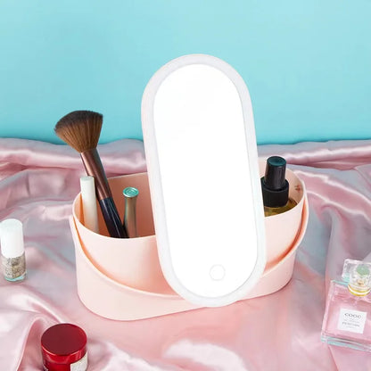 Portable Makeup Box with LED Mirror