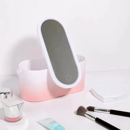 Portable Makeup Box with LED Mirror