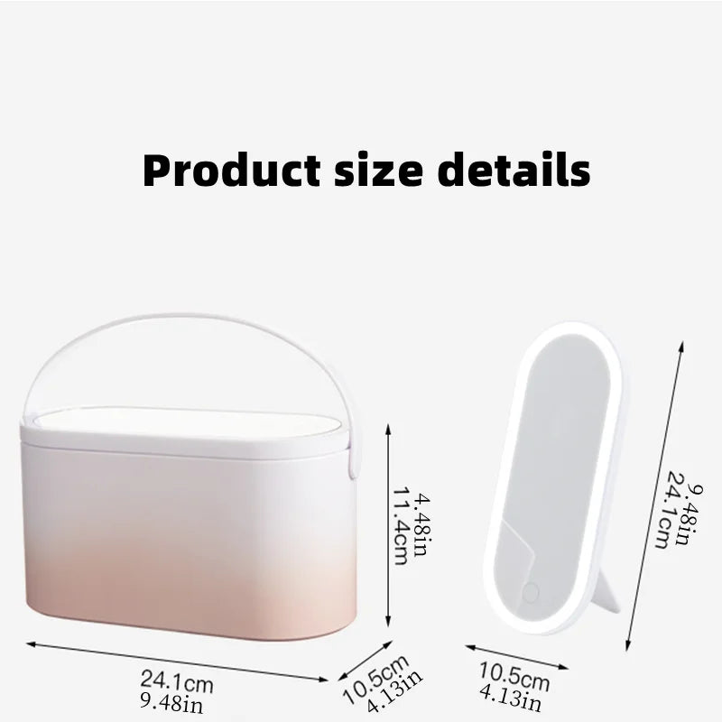 Portable Makeup Box with LED Mirror