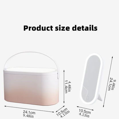 Portable Makeup Box with LED Mirror