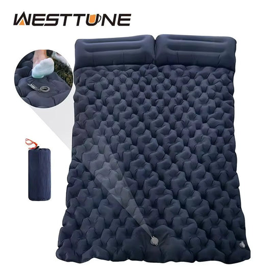 Double Inflatable Mattress with Built-in Pillow Pump